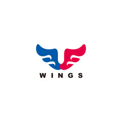 letter v colorful wings fly symbol logo vector