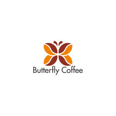 butterfly coffee bean symbol geometric logo vector