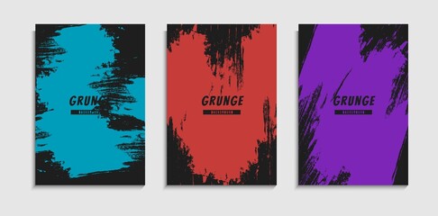 Set Of Minimal Grunge Textures Cover Template In Black Background
