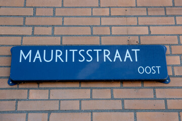 Street Sign Mauritsstraat At Amsterdam The Netherlands 9-9-2021
