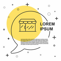 Black line Shopping building or market store icon isolated on white background. Shop construction. Random dynamic shapes. Vector