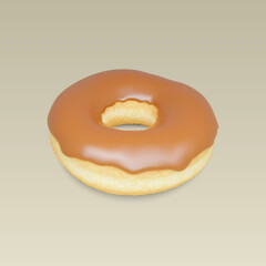 Donut with drips chocolate isolated on a light background. Cute, colorful and glossy donuts with glaze. Simple modern design. Realistic vector illustration