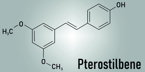 Pterostilbene molecule. Skeletal formula. Chemical structure