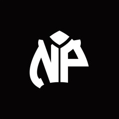 NP Logo monogram with spade shape design template