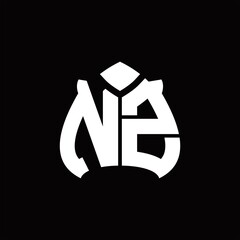 NZ Logo monogram with spade shape design template