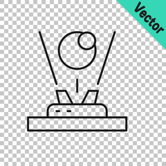 Fototapeta premium Black line Hologram icon isolated on transparent background. Global communication technology. Vector