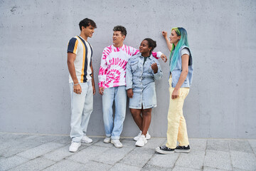 Diverse teenagers wearing modern and trendy