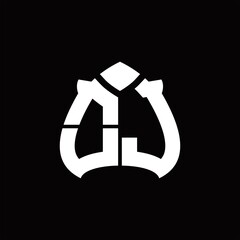 OJ Logo monogram with spade shape design template