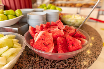 Watermelon and other fruits on the table.