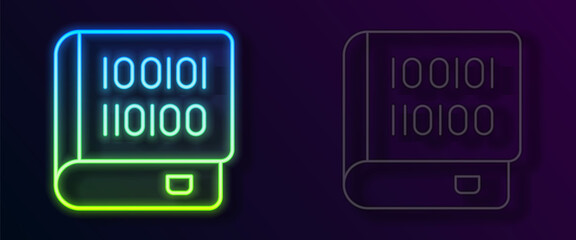 Glowing neon line Books about programming icon isolated on black background. Programming language concept. PHP, CSS, XML, HTML, Javascript learning. Vector