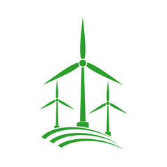 Green Wind farm icon isolated on white background