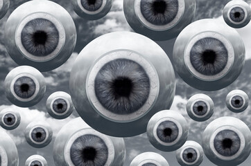 Group of eyes in spheres