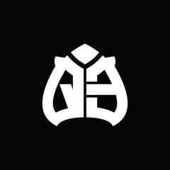 QE Logo monogram with spade shape design template