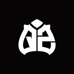 QZ Logo monogram with spade shape design template