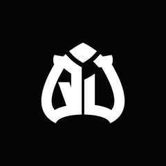 QU Logo monogram with spade shape design template
