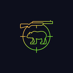 Big game hunting gradient vector icon for dark theme. Hunt large animals. African species hunting. Safari. Thin line color symbol. Modern style pictogram. Vector isolated outline drawing