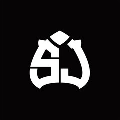 SJ Logo monogram with spade shape design template