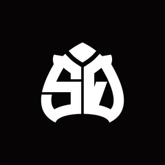 SQ Logo monogram with spade shape design template