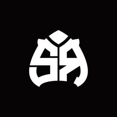 SR Logo monogram with spade shape design template