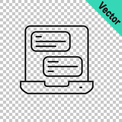 Black line Taxi mobile app icon isolated on transparent background. Mobile application taxi. Vector