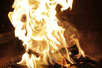 Bonfire in the night. Campfire ideas. Winter hygge ideas.