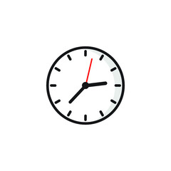 Clock icon in flat style, timer on a white background. Business hours. Vector design element for your project
