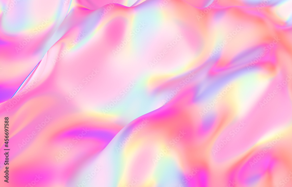 Aufkleber abstract geometric crystal background, iridescent texture, liquid. 3d render.