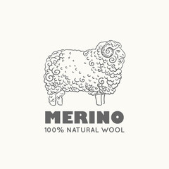 Merino natural wool vector sign
