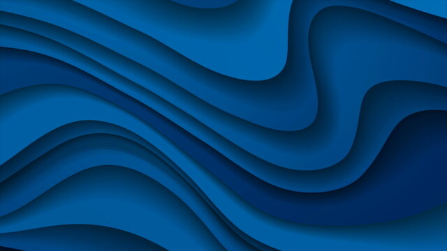 Dark blue paper waves abstract corporate background © saicle