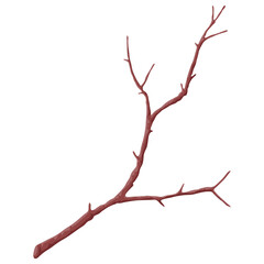 Illustration of stylized bare branch without leaves. Decorative plant.