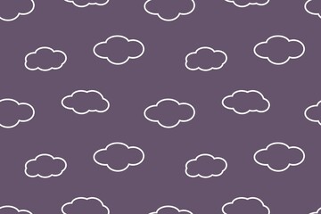 Simple Soft Cloud Outline Seamless Pattern Blue Design