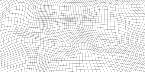 Abstract distorted wireframe wave. Vector curve surface background. Technology grid pattern. Mesh wave.