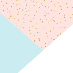 Vector background, with gold glitter, blue and pink triangle.