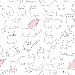 Seamless pattern with cute colorful Kittens. Creative childish texture. Great for fabric, textile Vector Illustration