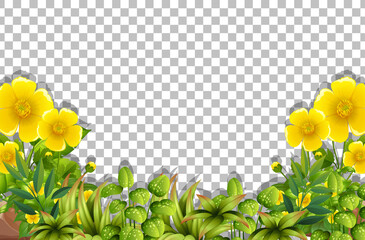 Yellow flower frame template on transparent background