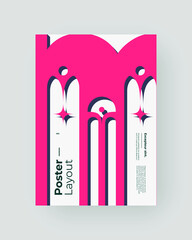 Abstract Placard, Poster, Flyer, Banner Design. Colorful illustration on vertical A4 format. Original geometric shapes composition. Decorative minimal backdrop.