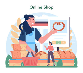 Baking industry online service or platform. Pastry baking process