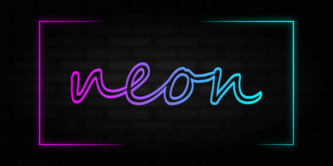 neon text with neon frame glowing