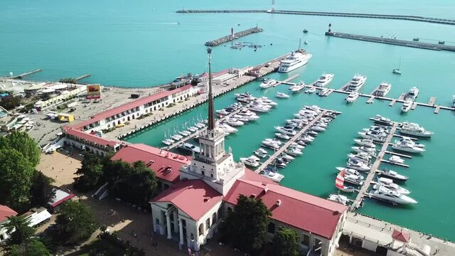 Aerial view of Marine station - Sea Port of Sochi