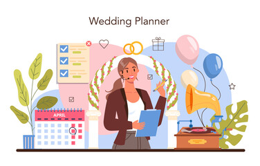 Wedding planner. Professional organizer planning wedding event.