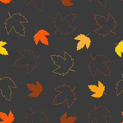 Obraz premium Autumn leaves seamless pattern vector.