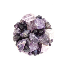 Amethyst minerals gemstones set. spa, relax concept. Healing stones for Crystal Ritual, spiritual practice. modern magic. Esoteric life balance concept