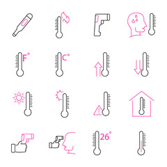Temperature icons set. Temperature pack symbol vector elements for infographic web
