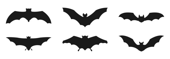 Naklejka na ściany i meble Bat silhouette set. Halloween symbol. Bat icon collection. Vector illustration.