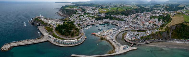 Obraz premium aerial view of the spectacular town of Luarca, Asturias. Spain
