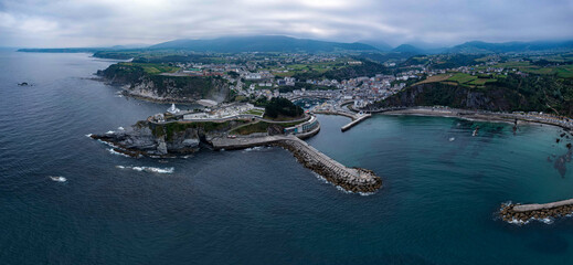 
aerial view of the spectacular town of Luarca, Asturias. Spain