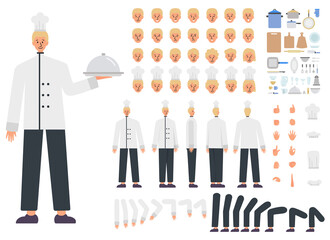 Male chef constructor set. Young caucasian culinary specialist