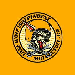 Vintage Motorcycle Lone Wolf Logo Badge