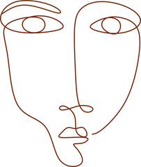 Trendy vector  face illustrations in minimal continuous line style. Hand drawn vector fashionable collection.