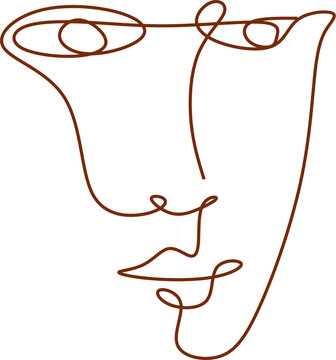 recommend clip art: One line drawing abstract face seamless pattern. Modern minimalism art, aesthetic contour. Continuous line art face. Picasso style drawing